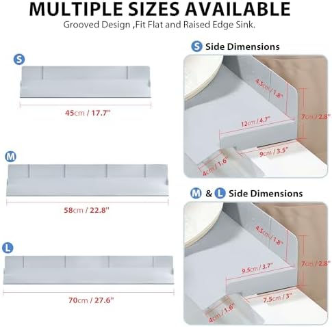 Full-Coverage Sink Splash Guard, Grey, 27.6"x4.7"x2.8"