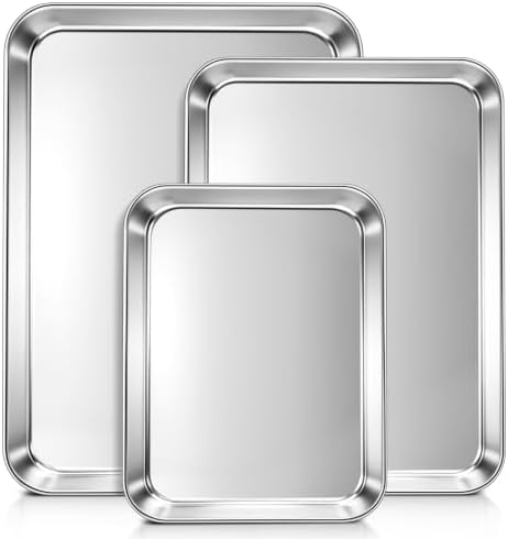 LIANYU Baking Sheet Pans, Half Sheet/Jelly Roll/Quarter Sheet, 3 Pack