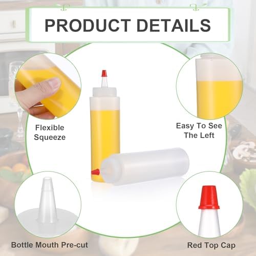 20 Pcs 8 OZ Squeeze Bottles, Condiment Squeeze Bottle, Plastic Squeeze
