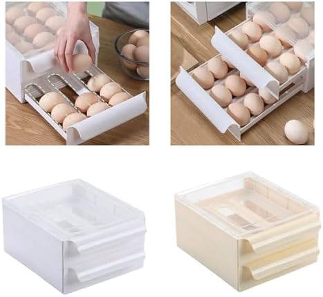 Double Layer Eggs Container with Drawers Practical Organizer Easy to