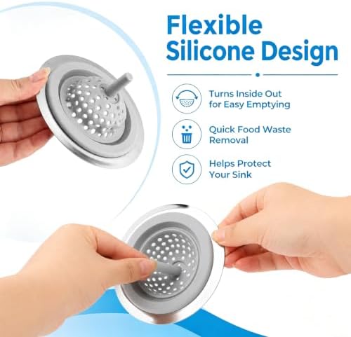 2-Pack Kitchen Silicone Sink Drain Strainer, Universal Kitchen Sink