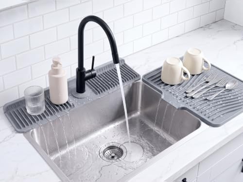 2 Set Silicone Dish Drying Mat with 24'' Faucet Mat for Kitchen