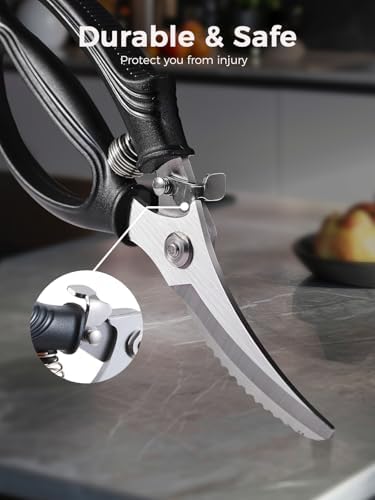 Poultry Shears, Heavy Duty Kitchen Shears With Anti-Slip Handle &