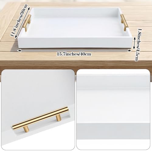 16"x12" Wood Serving Tray Wooden Rectangle Ottoman Decor Platter