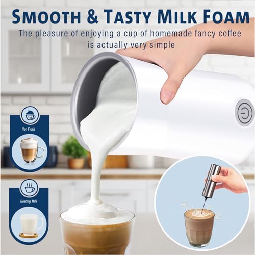 Huogary 2-in-1 Milk Frother and Steamer, White