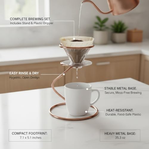 Pour Over Coffee Dripper Stand, Stable Metal Base with Heat-Resistant