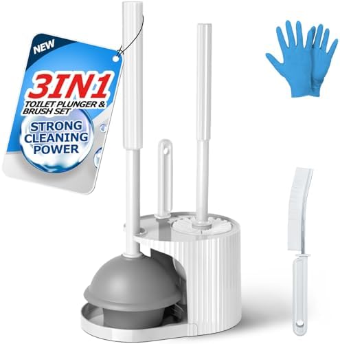 FORASTO 3IN1 Toilet Brush and Plunger Set with Holder