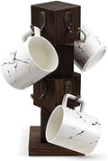PUERSI Coffee Mug Holder for Counter, Rustic Solid Wood Mug Tree