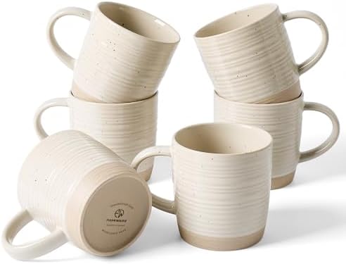 famiware Coffee Mugs Set of 6, 13 oz Mug Set, Ceramic Cup Set with