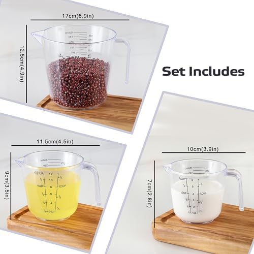 Measuring Cup Set, HIA 3PCS Plastic Liquid Measuring Cups for