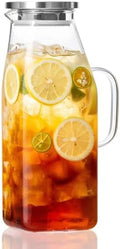68 oz Glass Pitcher with Lid, Water Pitcher for Tea, Juice, Drink