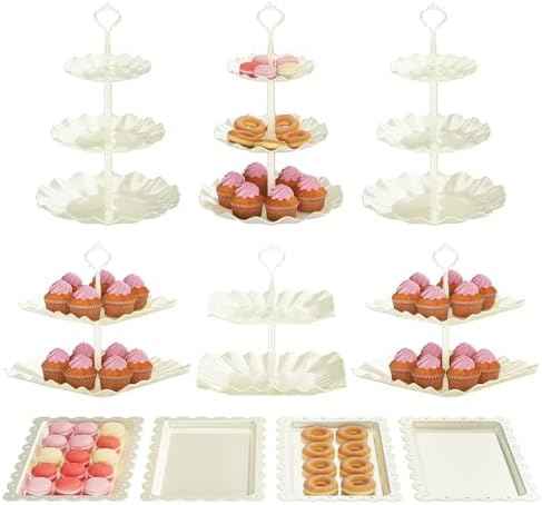 10 Pack Cake Stand Set with 3 x Two-Tier and 3 x Three-Tier Cupcake