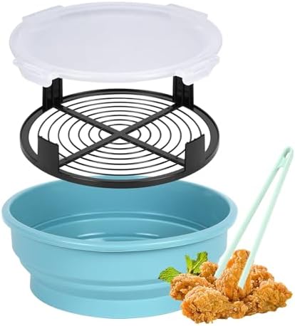 Collapsible Breader Shaker Bowl with Lid, 10 x 3.5 Inch Breading