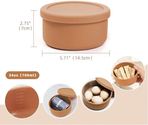 24 fl oz Silicone Airtight Lunch Bowl with Lid, Food Container