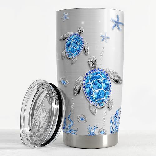 SANDJEST Turtles Gifts for Women Girls Sea Turtle Tumbler 20oz Jewelry