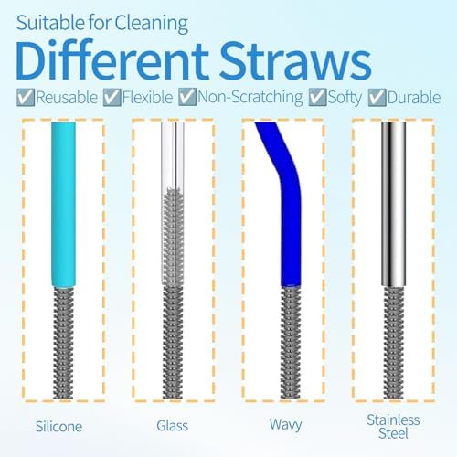 15.7" Silicone Bottle Brush Set - 6 Pack Water Bottle and Straw
