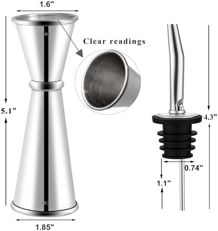 Pafusen Jigger for Bartending with 2 Pourers, Japanese Jiggers with 5