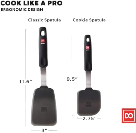 DI ORO Silicone Turner Spatula Set - 600F Heat Resistant, 2-Pc