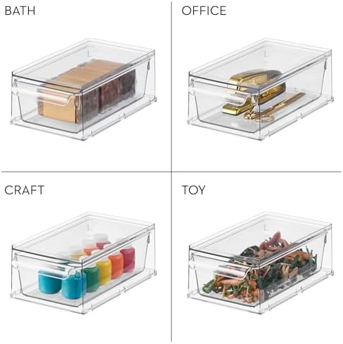 iDesign Stackable Kitchen Storage Drawer, Set of 4, Clear
