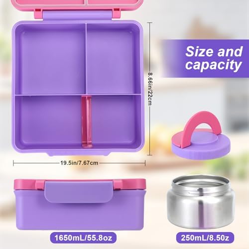Bento Lunch Box with Insulated Stainless Steel Food Jar, 1650ML