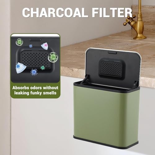 1.3 Gallon Kitchen Compost Bin with Lid – Odor Control Charcoal