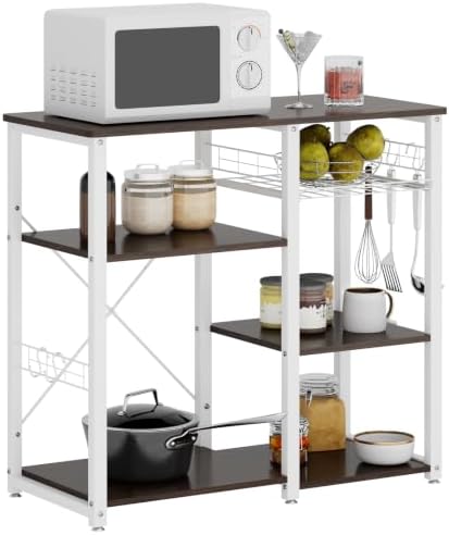 soges 3-Tier Microwave Baker's Rack, Walnut Black