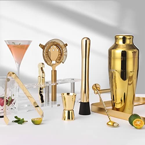 Cocktail Shaker Set with Arcylic Stand, Mixology Bartender Kit for