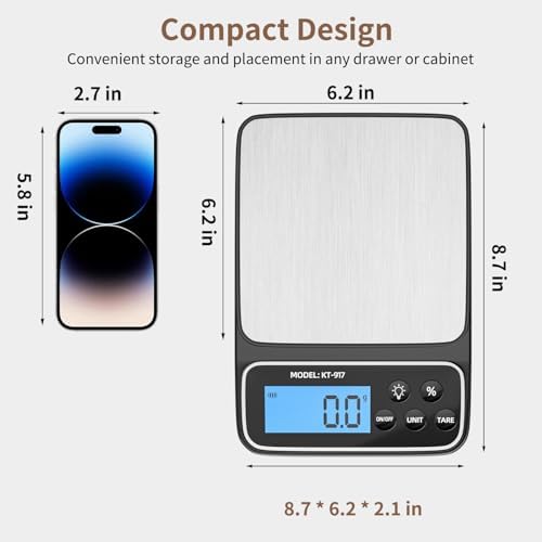 SEMIER Kitchen Scale with 4 Units Percentage and Tare Function