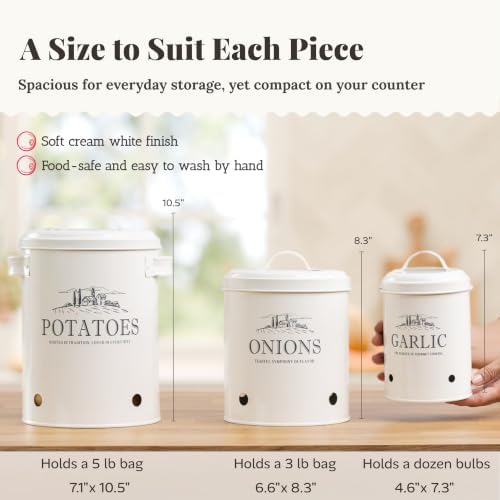 noonberry 3-Piece Potato and Onion Storage Bin Set for Kitchen