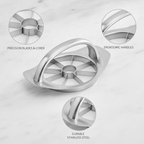 Apple Slicer Corer, Stainless Steel Fruit Divider for Uniform Wedges