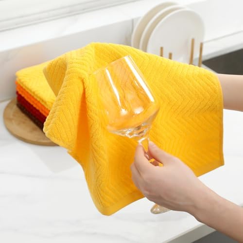 100% Cotton Kitchen Towels and Dishcloths Set, Pack of 8 Super