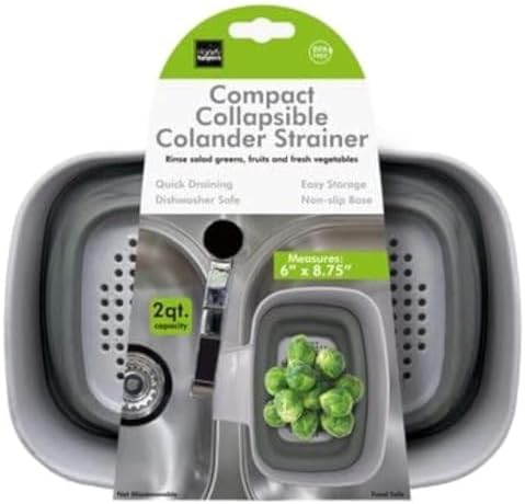 Generic Compact Collapsible Colander Strainer Drainer, 2 Qt