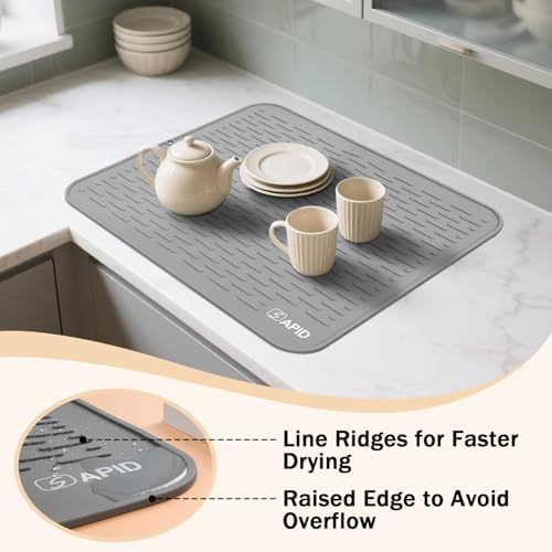 SAPID Silicone Dish Drying Mat: Large 21x18 Inch for Rack & Kitchen