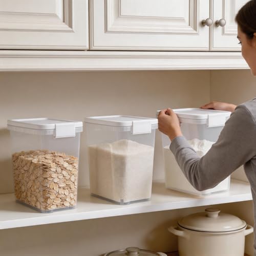 Rice Storage Container 10-15 Lbs, Airtight Flour Dry Food Bin with