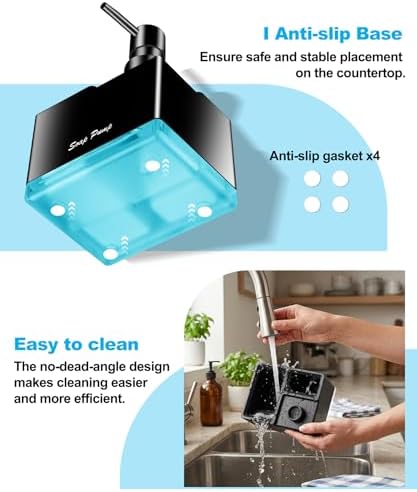 Dish Soap Dispenser with Sponge Holder, 3-in-1, Black
