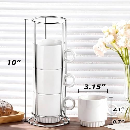 16pcs 9oz Sublimation Stackable Coffee Mugs with Stand, Blank Mug Set