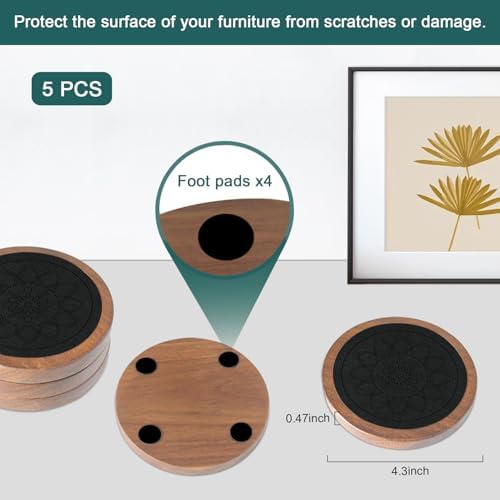 Wood Coasters for Drinks, Minacun Absorbent Coaster Sets of 5, Drinks