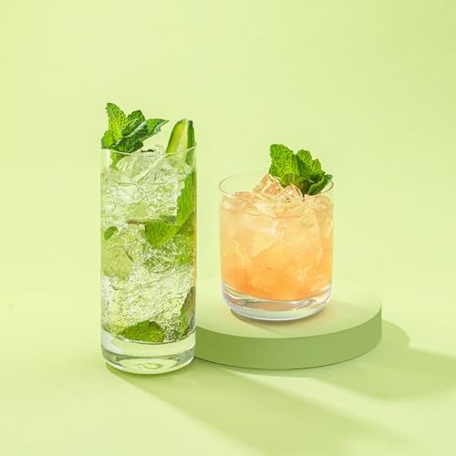 JoyJolt Faye 13oz Highball Glasses, 6pc Tall Glass Sets. Lead-Free