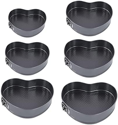 6pcs Heart Shaped Non Stick Springform Pan Set, Stainless Steel Baking