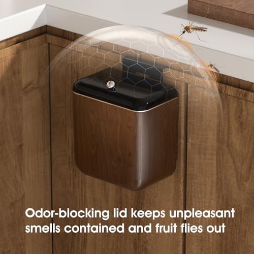 3.2 Gallon Under Sink Compost Bin with Lid, Walnut