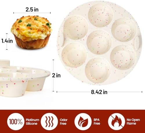 Silicone Muffin Pan for Air Fryer Oven Instant Pot, Nonstick 7 Cups