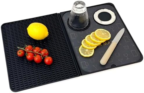 ZJWZLG Folding Bar Mat w/Cutting Board for Cocktail & Dish Drying