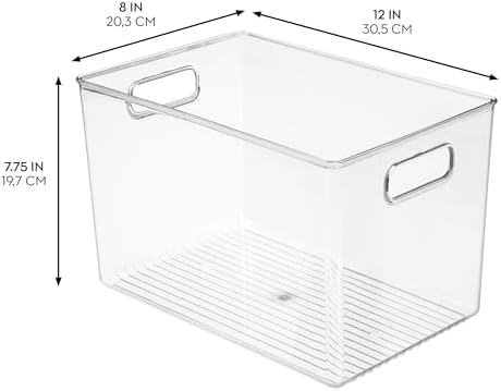 iDesign Linus BPA-Free Plastic Deep Kitchen Storage Bin, Clear