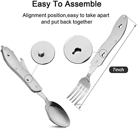2Pcs Detachable Camping Utensils Cutlery Set, Caudblor Portable 4 in 1