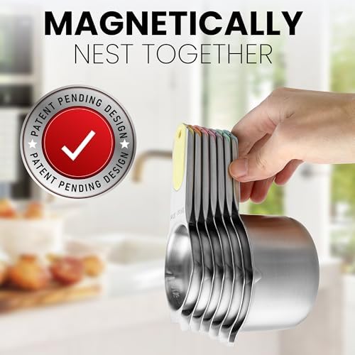 Spring Chef Stainless Steel Magnetic Measuring Cups, Set of 7 & Heavy