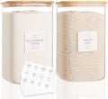 CZZGSM 2 Pack Square Glass Flour and Sugar Containers with 132 Kitchen