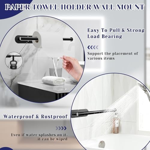 Black Self-Adhesive Under Cabinet Paper Towel Holder