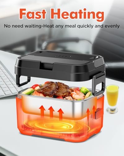 Hugmazing Cordless Electric Lunch Box, 1.2L, Grey