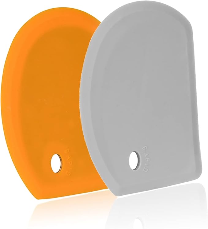 Silicone Dough Scraper with Stainless Steel Sheet, Curved Edge Flexible Bowl by SAPID