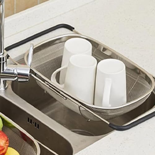 Sink Colander with Expandable Handle Oval Sifter